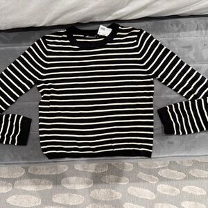 Olivaceous Black and Cream Striped Top